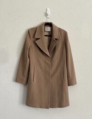 Fleurette Coat Womens Sz 6 Beige Tan Overcoat Loro Piana Wool Peacoat Made USA